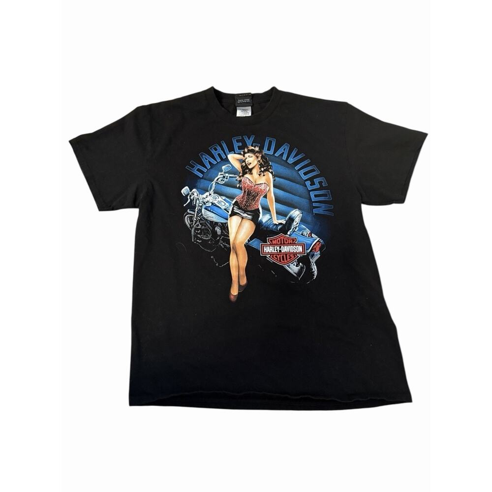 HARLEY -DAVIDSON PIN-UP GIRL T Shirt Farmington, New Mexico Size Large 3221-7
